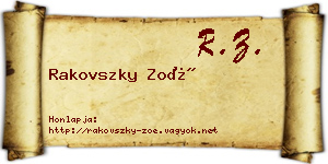 Rakovszky Zoé névjegykártya